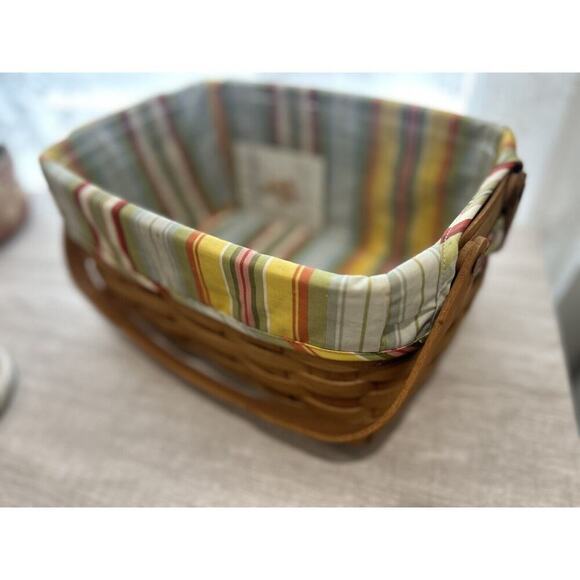 Longaberger Lunchbox Basket Sunflower stripe liner & Protector Lunch box - Picture 5 of 6